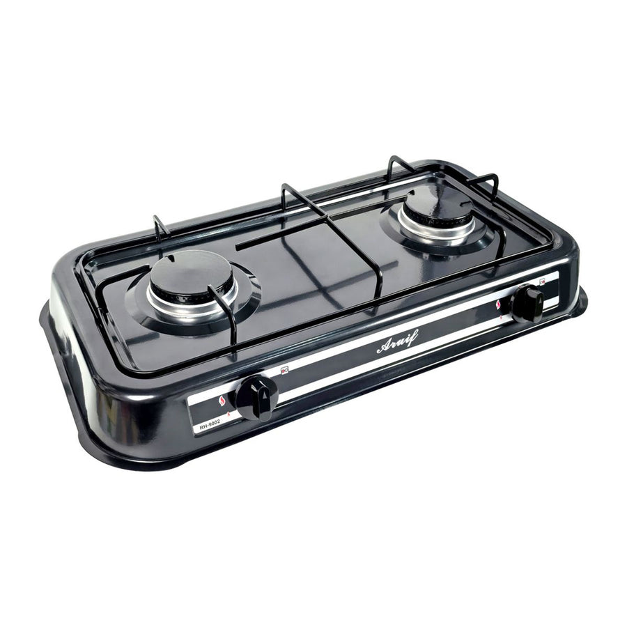 Aruif 2-Burner Porcelain Gas Stove – 59cm Double Burner High-Efficiency Cooker