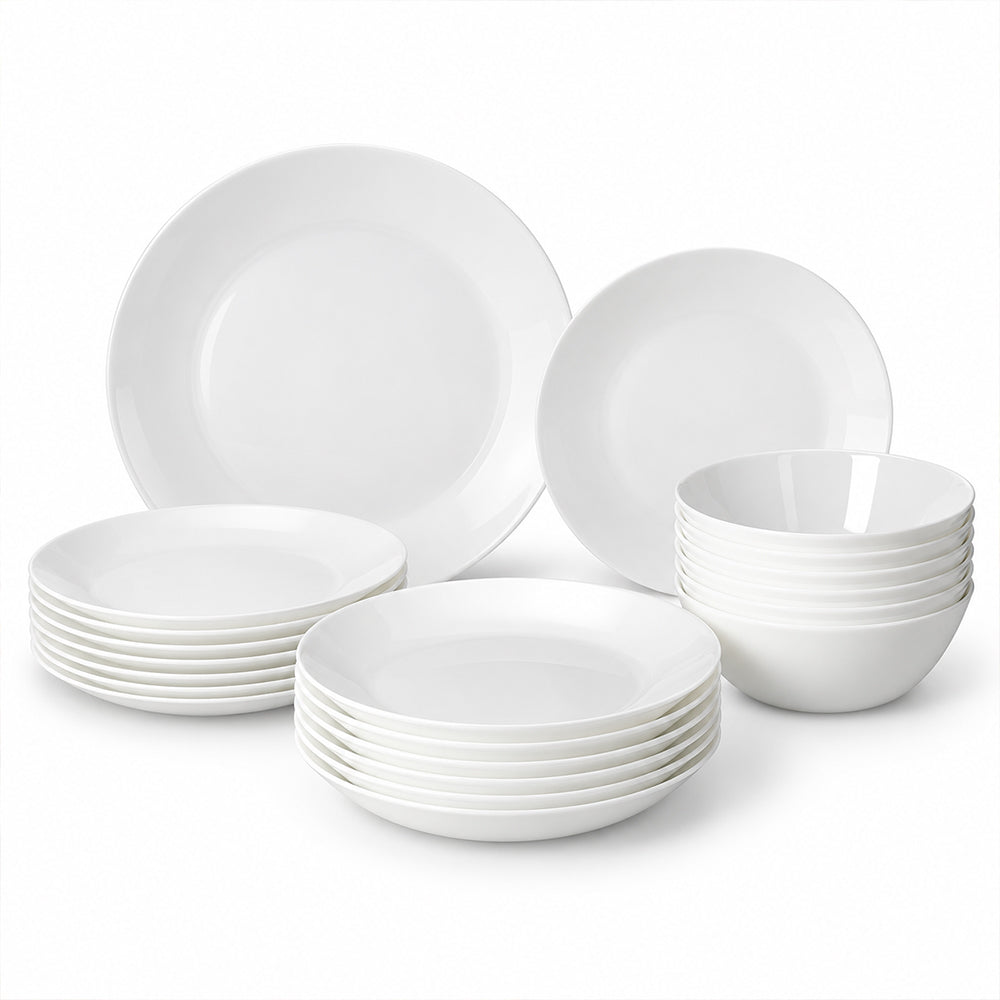24-Piece White Opal Glass Dinnerware