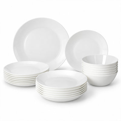 24-Piece White Opal Glass Dinnerware