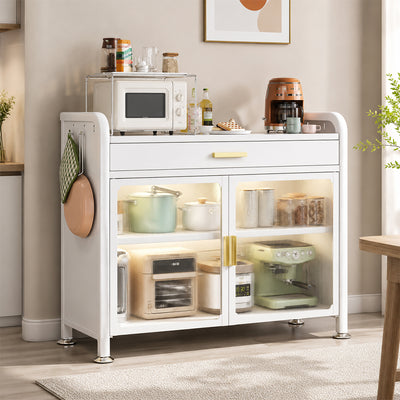 White Kitchen Pantry Cabinet with Drawer & Adjustable Shelves - 80cm