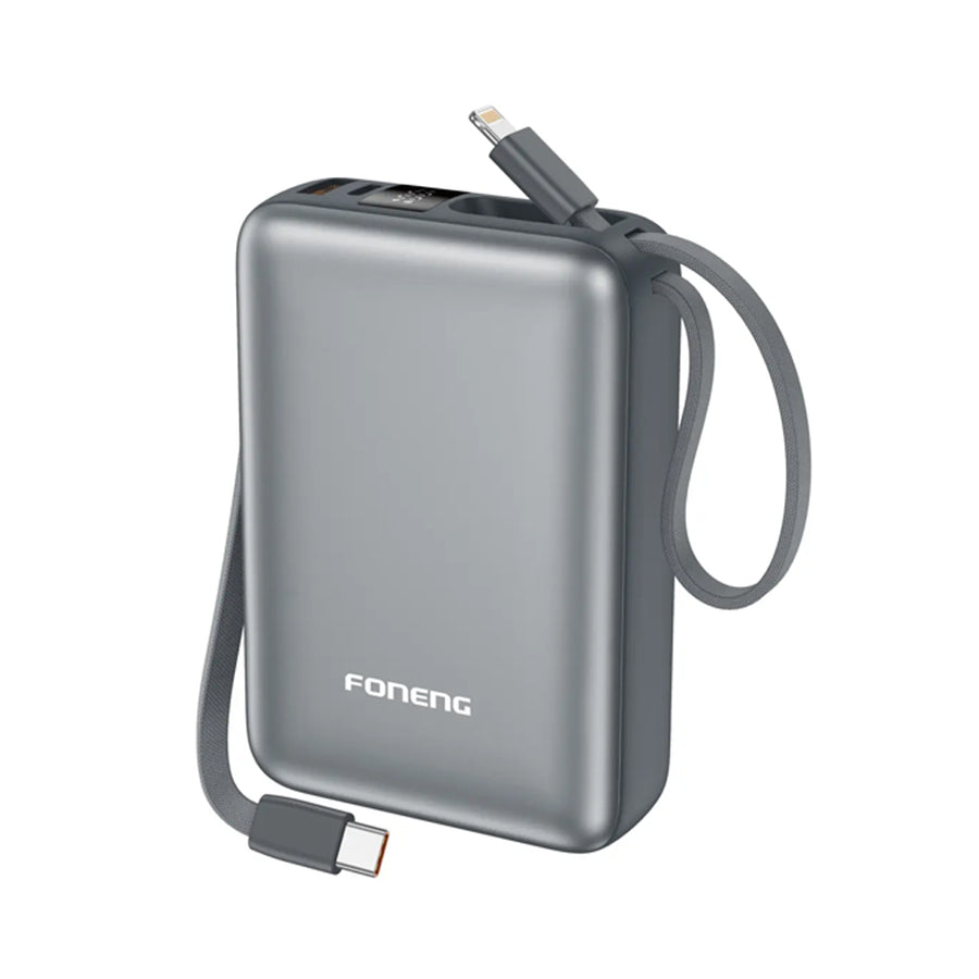 FONENG PX116 20000mAh 22.5W Power Bank with Built-In Cables