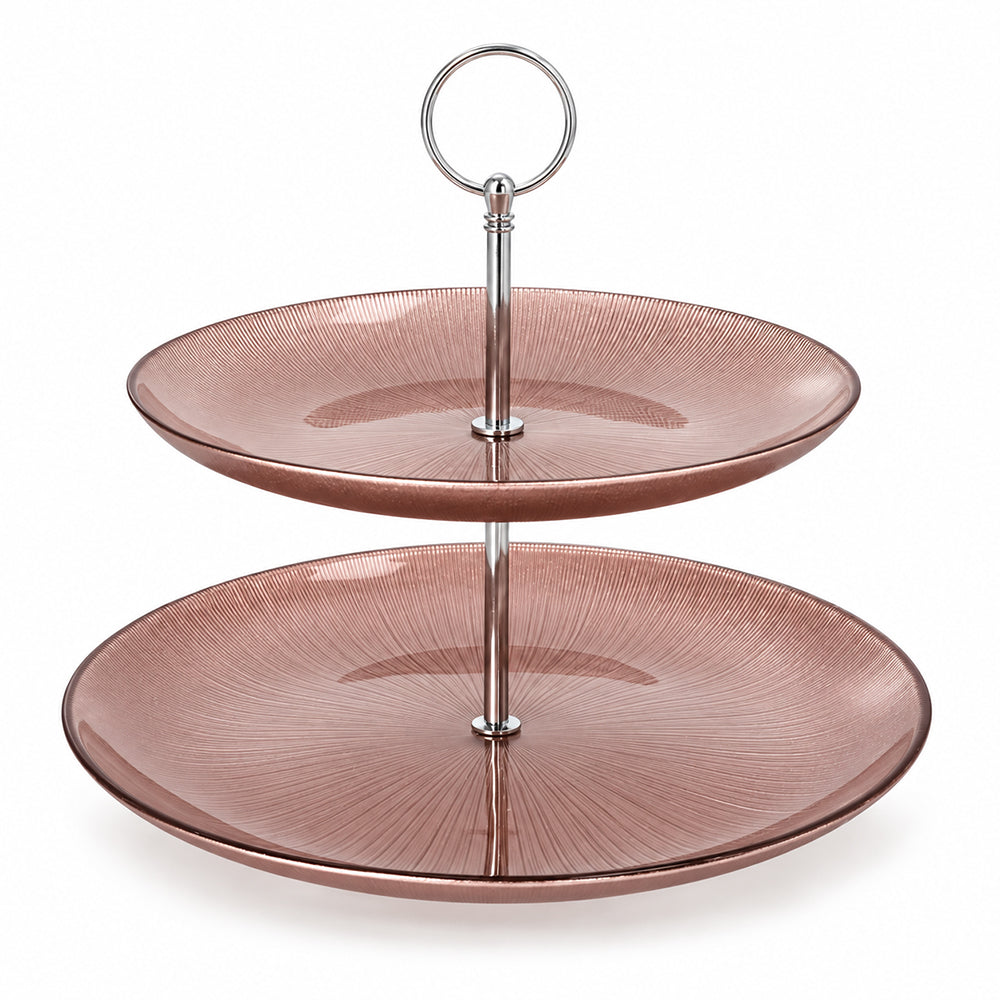 Double-Tier Glass Cake Stand - 27.9cm
