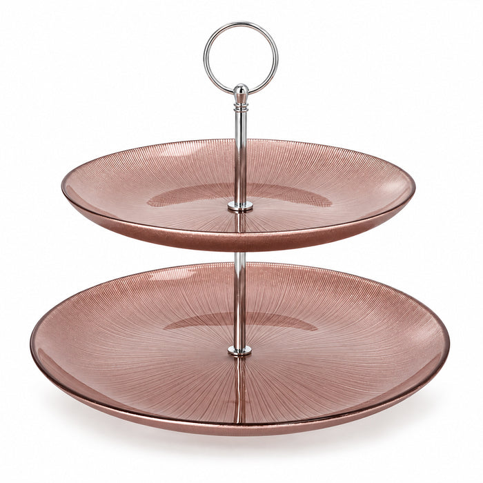 Double-Tier Glass Cake Stand - 27.9cm