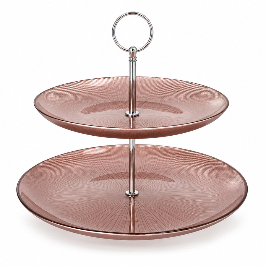 Double-Tier Glass Cake Stand - 27.9cm