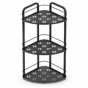 3-Tier Iron Corner Storage Rack Bathroom & Kitchen Organiser - Black