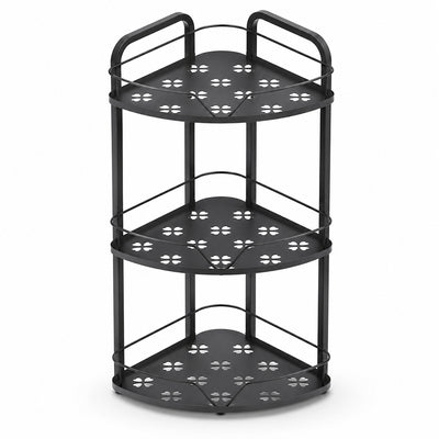 3-Tier Iron Corner Storage Rack Bathroom & Kitchen Organiser - Black