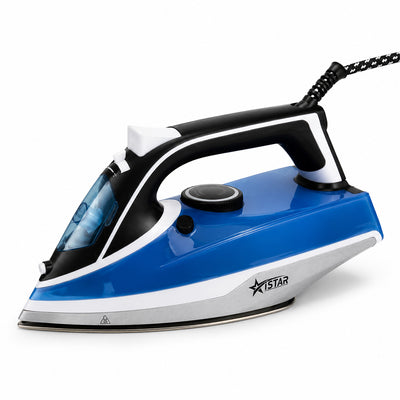 iStar 2200W Steam Iron with Stainless Steel Soleplate - Blue & Black