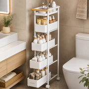 5-Tier Slim  Rolling Storage Trolley with Baskets for Bathroom & Kitchen
