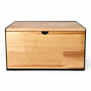 Stainless Steel Bread Bin with Wooden Lid 35.6cm