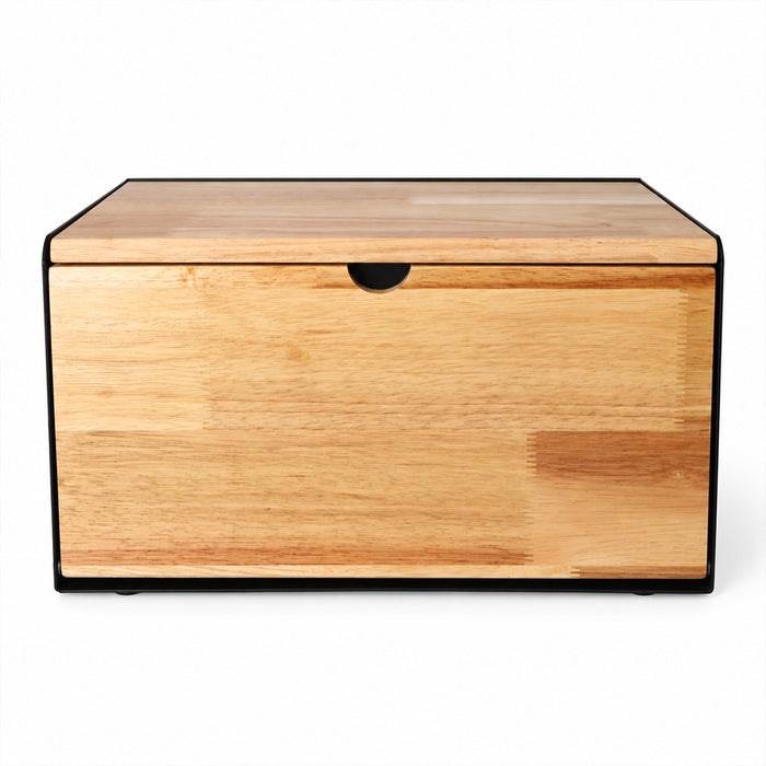Stainless Steel Bread Bin with Wooden Lid 35.6cm