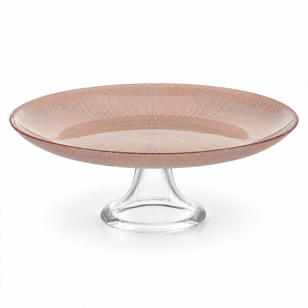 Smoky Rose Glass Pedestal Cake Stand - 28cm