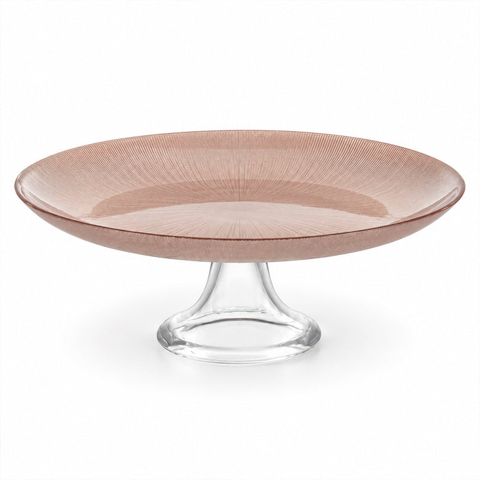 Smoky Rose Glass Pedestal Cake Stand - 28cm