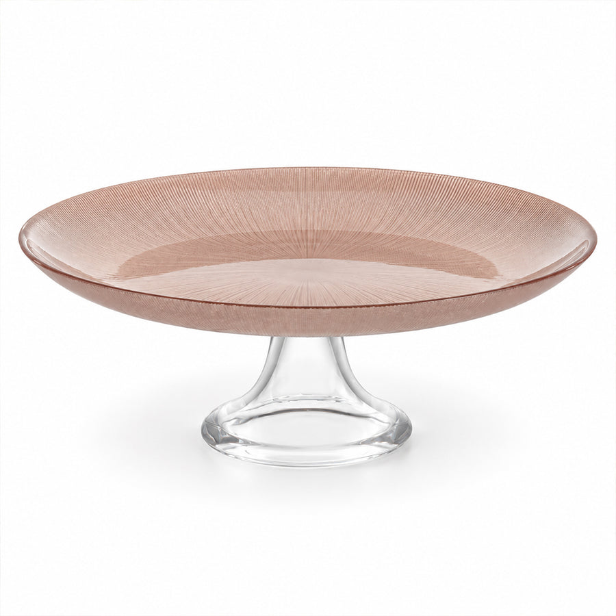 Smoky Rose Glass Pedestal Cake Stand - 28cm