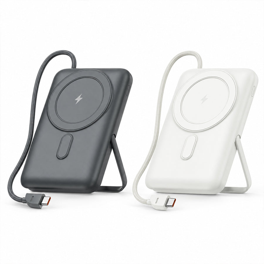 FONENG 10000mAh 22.5W Magnetic Wireless Power Bank with Built-In Cable & Stand