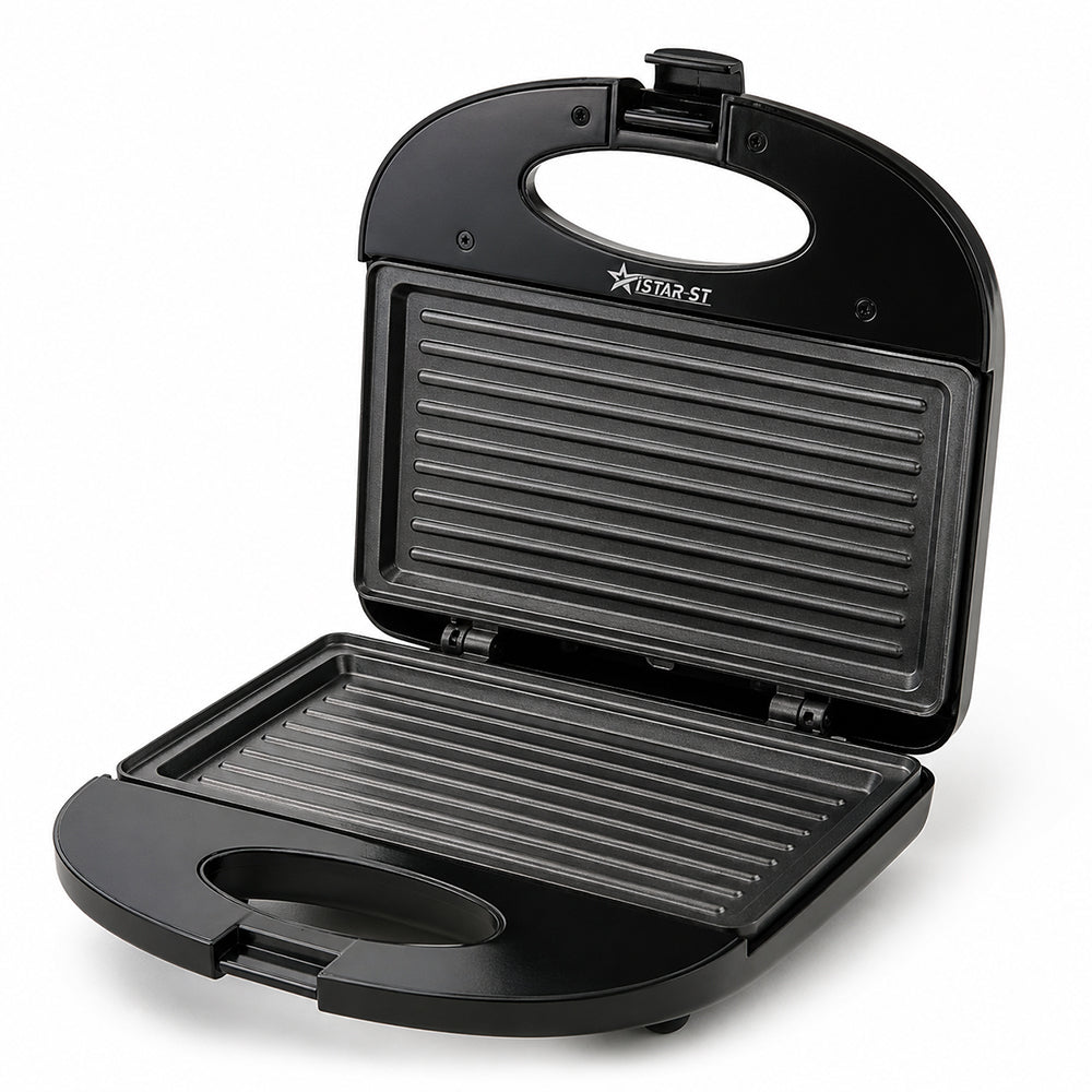 iStar-ST 750W Sandwich Maker with Non-Stick Grill Plates - Black