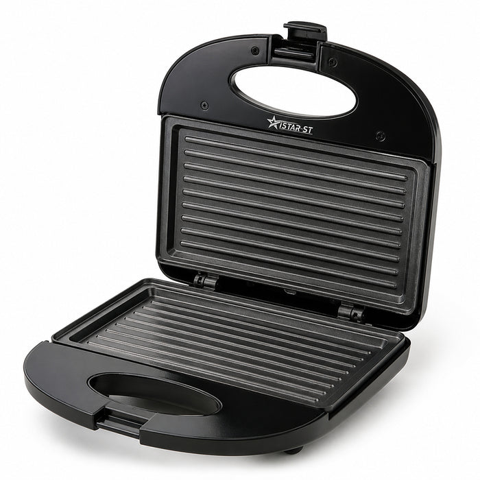 iStar-ST 750W Sandwich Maker with Non-Stick Grill Plates - Black
