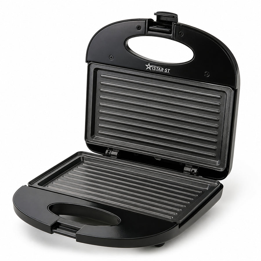 iStar-ST 750W Sandwich Maker with Non-Stick Grill Plates - Black