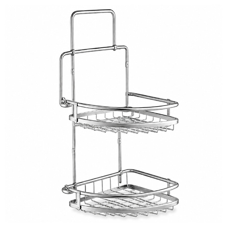 2-Tier Hanging Steel Bathroom Organizer Shower Caddy - Silver