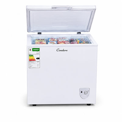 Condere 136L Compact Chest Freezer with Top-Opening Lid - White