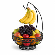 Decorative Countertop Fruit Basket with Banana Hanger - Black