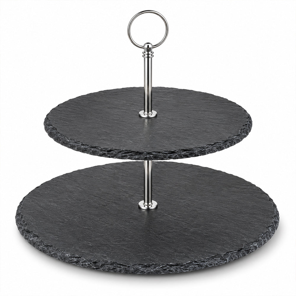 2-Tier Black Cake & Dessert Serving Stand - 25cm & 30cm