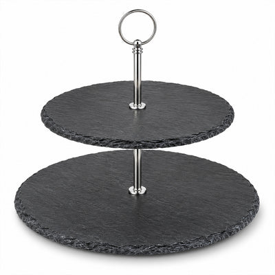 2-Tier Black Cake & Dessert Serving Stand - 25cm & 30cm