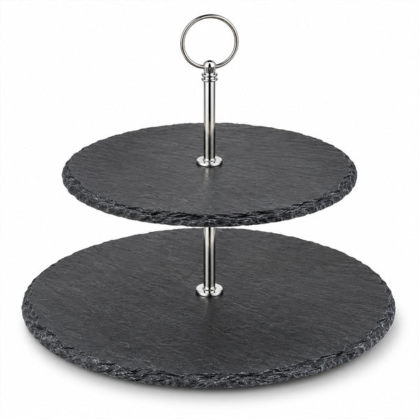 2-Tier Black Cake & Dessert Serving Stand - 25cm & 30cm