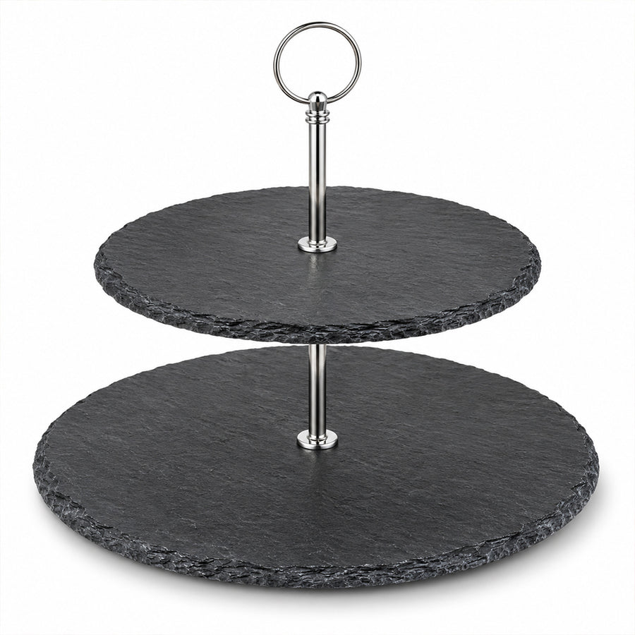 2-Tier Black Cake & Dessert Serving Stand - 25cm & 30cm