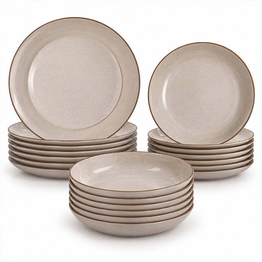 18-Piece Natural Speckled Porcelain Dinnerware Set