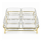 5-Piece Glass Serving Bowl Set with Metal Stand - 280ml