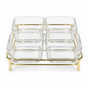 5-Piece Glass Serving Bowl Set with Metal Stand - 280ml