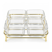 5-Piece Glass Serving Bowl Set with Metal Stand - 280ml