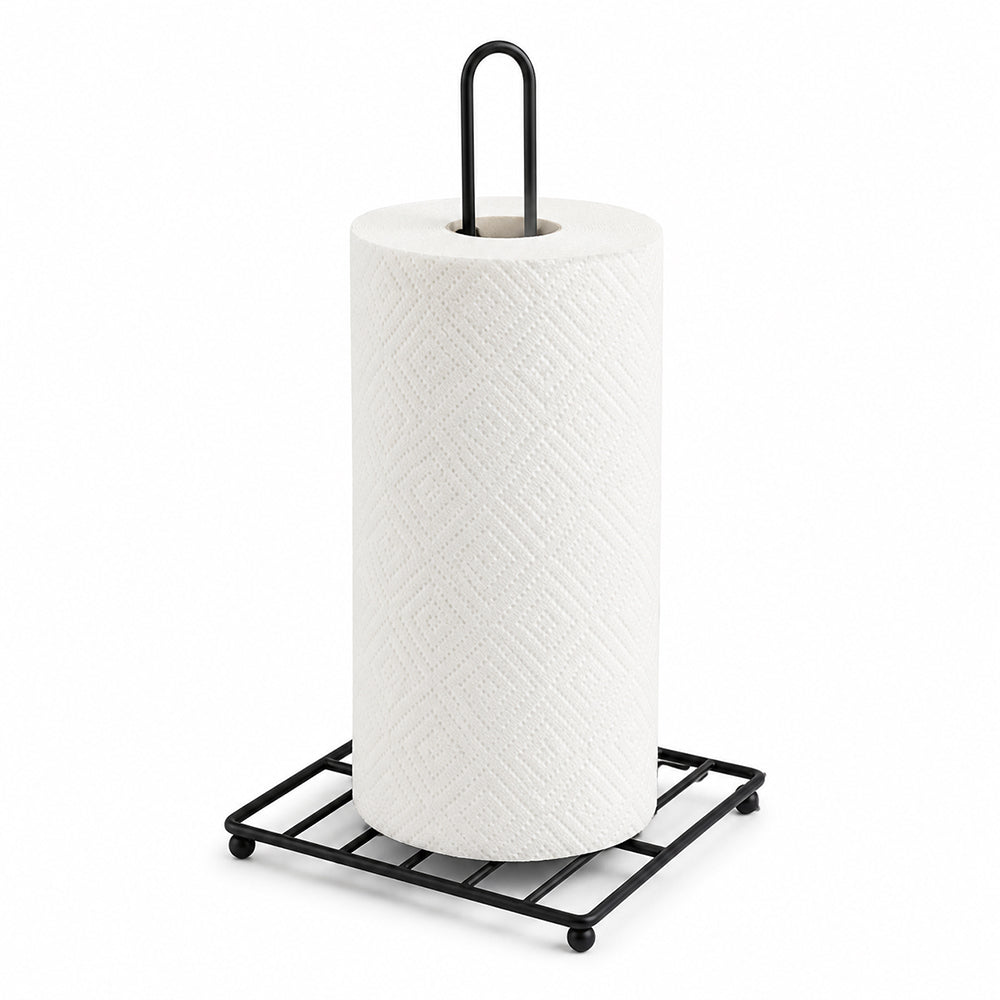 Countertop Paper Towel Holder with Square Metal Base - Black