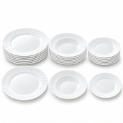 18-Piece White Opal Glass Dinnerware Set