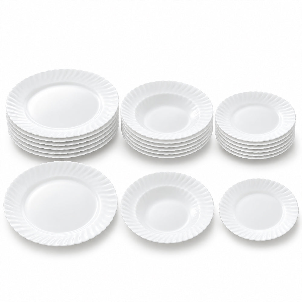 18-Piece White Opal Glass Dinnerware Set