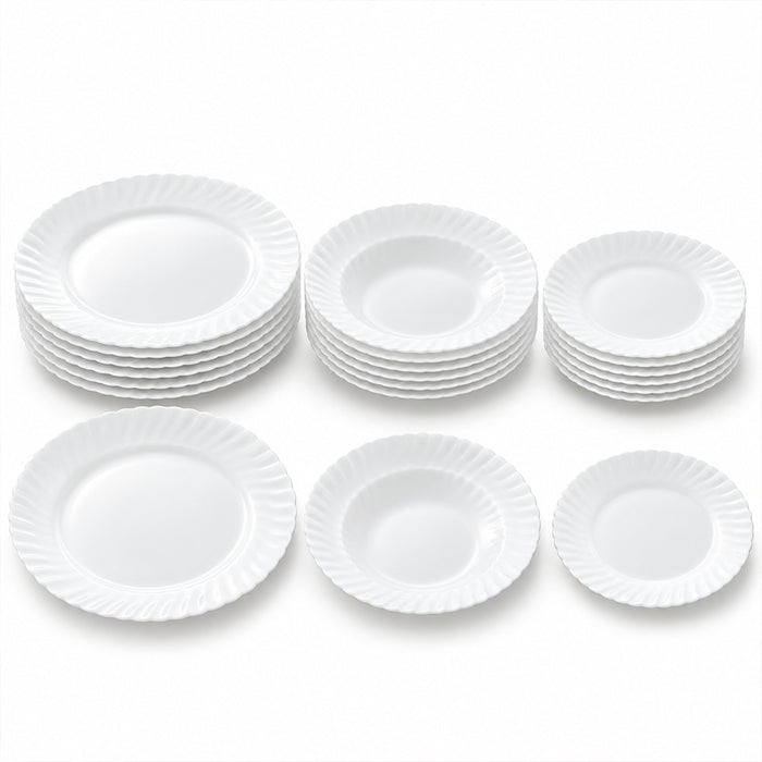 18-Piece White Opal Glass Dinnerware Set