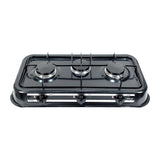 Aruif 3-Burner Gas Stove with Porcelain Enamel Cover - Black