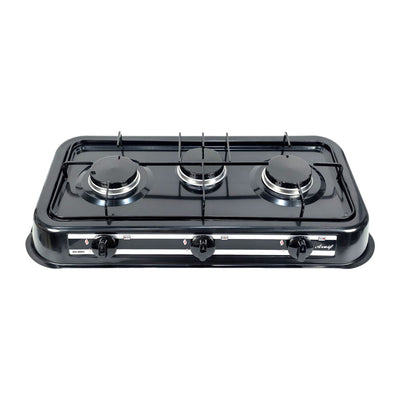 Aruif 3-Burner Gas Stove with Porcelain Enamel Cover - Black