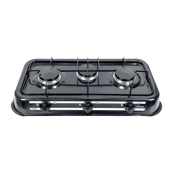 Aruif 3-Burner Gas Stove with Porcelain Enamel Cover - Black