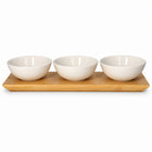 4-Piece Bamboo Tray & Ceramic Serving Bowl Set