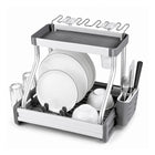 Aluminium 2-Tier Dish Drying Rack with Cup & Cutlery Holders