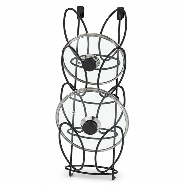 Over-Cabinet Pot Lid Holder Rack for Kitchen Cabinet Door - Black