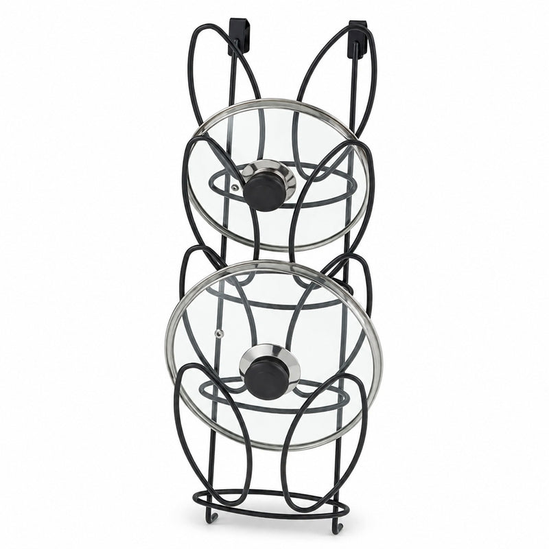 Over-Cabinet Pot Lid Holder Rack for Kitchen Cabinet Door - Black