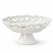 White Porcelain Pedestal Fruit Tray - 12 Inch