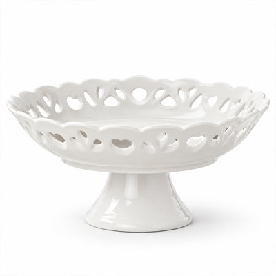 White Porcelain Pedestal Fruit Tray - 12 Inch