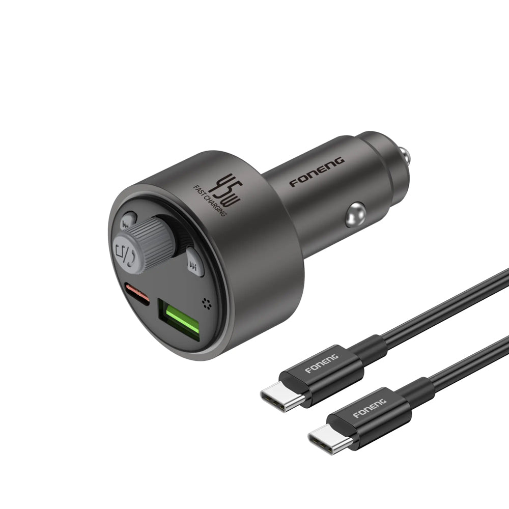 FONENG C26 45W Dual-Port Metal Car Charger with Type-C Cable