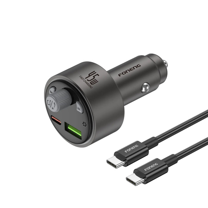 FONENG C26 45W Dual-Port Metal Car Charger with Type-C Cable