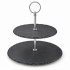 2-Tier Black Stoneware Cake & Dessert Stand - 25cm