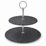 2-Tier Black Stoneware Cake & Dessert Stand - 25cm