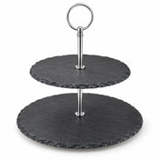 2-Tier Black Stoneware Cake & Dessert Stand - 25cm